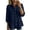 Navy, variant on AKOEE Linen Button Up Shirts for Women with Lace Details 3/4 Sleeve Lapel Collar Loose Casual Summer Blouses (XL, Khaki)