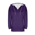 thumbnail image 6 of Fengactive Women’s V-Neck Hoodies Long Sleeve Side Slit Sweatshirts Casual Solid Color Drawstring Pullover Top with Pocket, 6 of 7