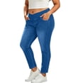 thumbnail image 2 of Plus Size Skinny Jeans for Women Crossover Elastic Stretch Waist Skinny Full Length Denim Pants with Pockets High Waisted Stretchy Denim Pants, 2 of 5