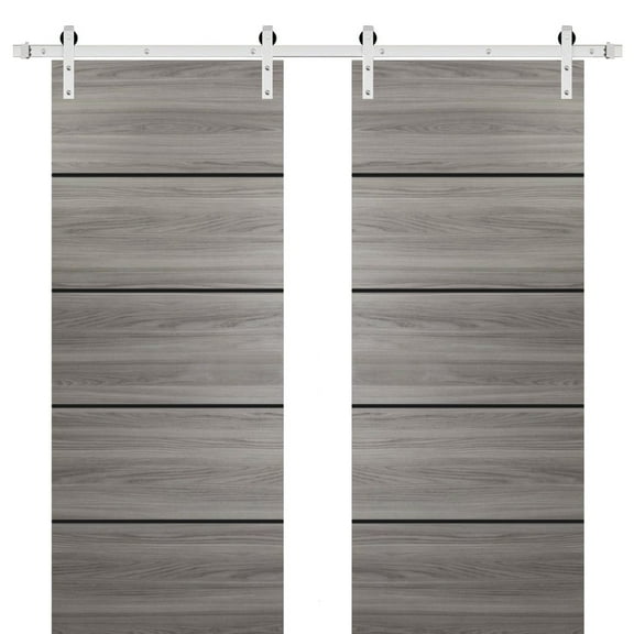 Sliding Closet Bypass Doors 36 x 80 inches | Planum 0015 Ginger Ash with Frosted Glass | Sturdy Rails Moldings Trims Hardware Set | Wood Solid Bedroom Wardrobe Doors