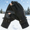 thumbnail image 2 of QSAWXQZ Men's Fleece Convertible Gloves Fingerless Flip Top Solid Gloves for Outdoor Black-1 Free Size, 2 of 5