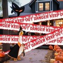 YIMWNYI 2Pcs Halloween Caution Tape, Skull Ghost Decoration, Spooky Atmosphere, Versatile Party Props, Perfect for Halloween Decorations, Caution Signs Decor