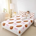 thumbnail image 3 of Erosebridal Girls Brown Football Full Size Sheets 4-Piece,Kids Teens Sport Rugby Ribbon Bow Tie Bed Sheets,Lightweight Room Decor, 3 of 5