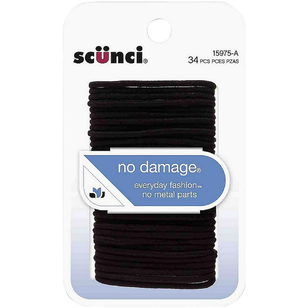 Scunci No Damage Hair Elastics, Small, Black 34 ea (Pack of 2