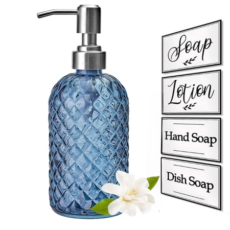 Bxaolu Soap Dispenser with Rust Proof Pump Refillable Glass Soap Dispenser for Bathroom Kitchen to Dispense Dish Soap Hand Soap Lotion. and More