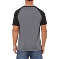 thumbnail image 3 of INSPIRE CHIC Men's Button Down Color Block Short Sleeve Raglan Henley Shirts S Dark Gray, 3 of 5