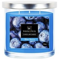 VeZee's 3 Wick 14 oz Blueberry Scented Jar Candles by Wick & Wax, Lift your spirits with the refreshing, pleasant fragrance:1 Jar