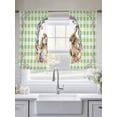 thumbnail image 5 of Easter Bunny Sheer Curtains 45 Inch Length 2 Panels Set Window Treatments, Spring Easter Eggs Chick Floral Sage Green Check Rod Pocket Semi Curtains for Living Room/Bedroom/Kitchen, 104"W x 45"L, 5 of 7