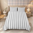 thumbnail image 3 of Meiyoeat Retro Pinstripe Duvet Cover King, Modern Straight Line King Bedding, Gray White,Grey Reversible,3 Pieces,No Comforter1 Duvet Cover and 2 Pillowcases, 3 of 6