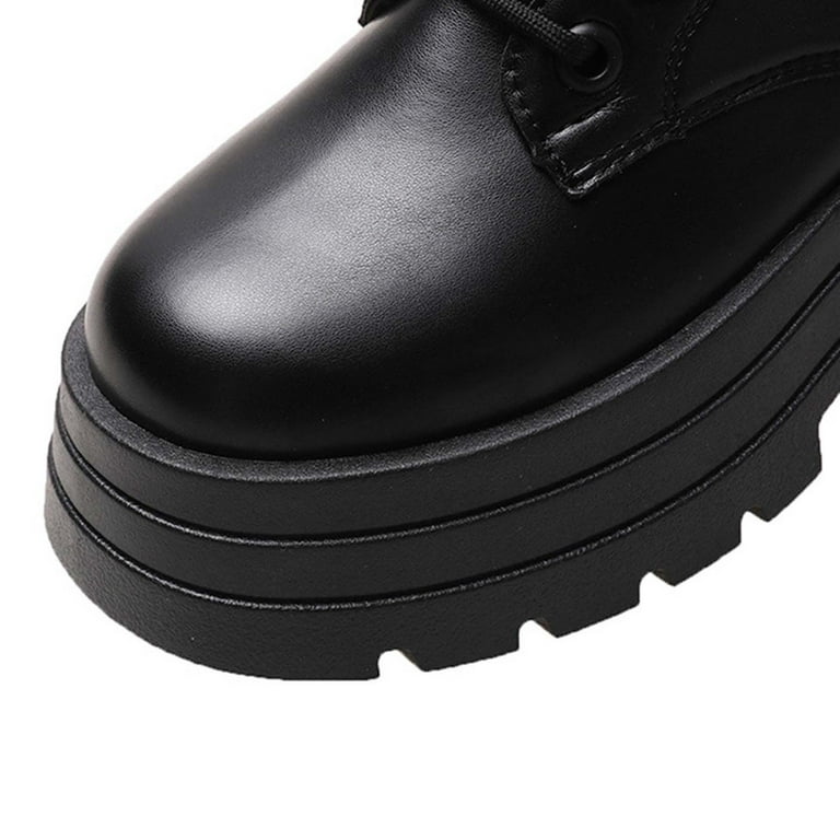 KIJBLAE Women's Boots Lace Up Ankle Boots Chunky Heel Winter Boots