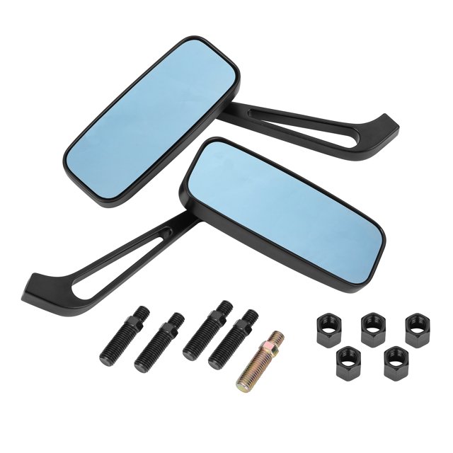 Black Rectangle Motorcycle Side Mirrors For Harley Davidson VRod