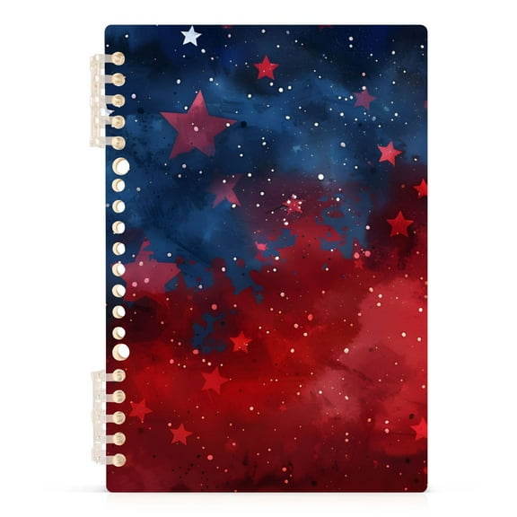Red Blue Star at Night Notebooks 1-subject Journal 60 Sheets A5 College Ruled Paper Detachable Ring 8.3"x5.7"