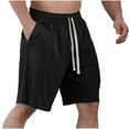thumbnail image 1 of Black Mens Loose Fit Shorts for Man Work Out Athletic Beach Brunch Jogger Hawaiian Ripped Paperbag Tropical Straight Leg Distressed Basic Fall Summer 2025 XXL, 1 of 8