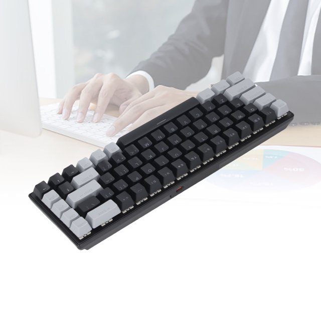 Clavier Mécanique Mécanique 60 % Commutateur Bleu RVB 68 Touches Clavier de Jeu Filaire pour PC Portable