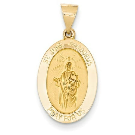 14k Yellow Gold Polished and Satin St. Jude Thaddeus Medal Pendant