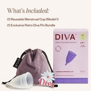 DIVA Cup & Pin - Medical Grade Silicone Cup for Period Care - Reusable Menstrual Cup - Up to 12 Hours of Continuous Wear - Model 1 (For Medium to Heavy Flow) - With Enamel Pin