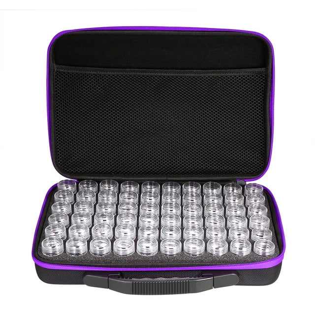 Estuche de almacenamiento Irfora Caja de pintura de diamante de 60 botellas A prueba de golpes Cierre a prueba de golpes Cierre de cremallera doble Estuche de almacenamiento de diamantes de Irfora Estuche de almacenamiento
