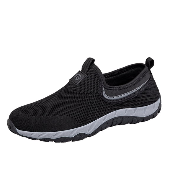 Siilsaa Mens Sneakers Knit Slip-On Workout Shoes Walking Gym Sneakers Black,11
