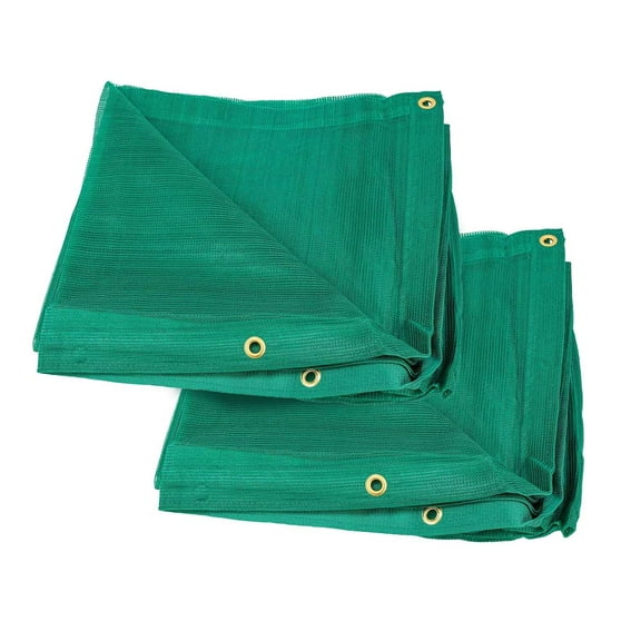 12' x 20' Green Heavy Duty 6 Oz 70% Shade Mesh Tarps with Grommets ROLL-Off | Sturdy Mesh Tarp Shades for Sun Light Blockage, Green House, Garden, Swimming Pool, Balcony Privacy Mesh (2 Pack)