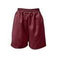 thumbnail image 6 of 2 Piece Sets for Women Summer Red Crew Neck Casual Solid Color Short Sleeve Shirt Shorts XL, 6 of 6