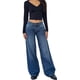 thumbnail image 5 of Pantalones vaqueros de pierna ancha for mujer, de talle bajo, holgados, pierna recta, pantalones de mezclilla for novio, pantalones vaqueros sueltos casuales, estilo niña Y2K, 5 of 6