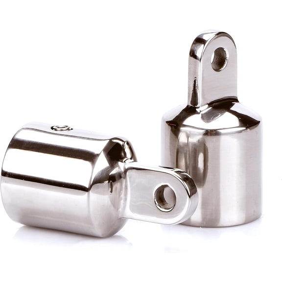 ABCISI 2PCS Pipe Eye End Cap, 316 Stainless Steel Bimini Top Cap Eye End / Canopy Tube End Marine Boat Yacht External Fitting Hardware (Size:7/8inch)
