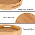thumbnail image 4 of Round Serving Tray with Handles - Wooden Bamboo Circle Tray for Coffee Table, Food, Ottoman 11.81 Inch X 1.57 Inch, 4 of 8