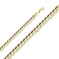 thumbnail image 2 of Wellingsale 14k Yellow Gold Polished Solid 9.5mm Cuban White Pave Diamond Cut Chain Necklace - 24", 2 of 6
