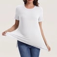 thumbnail image 3 of Women's Maternity Tops Crewneck Short Sleeve Shirts Casual Loose Tunic Tops Split Hem Ribbed Summer Blouses Pregnancy Clothes, 3 of 5