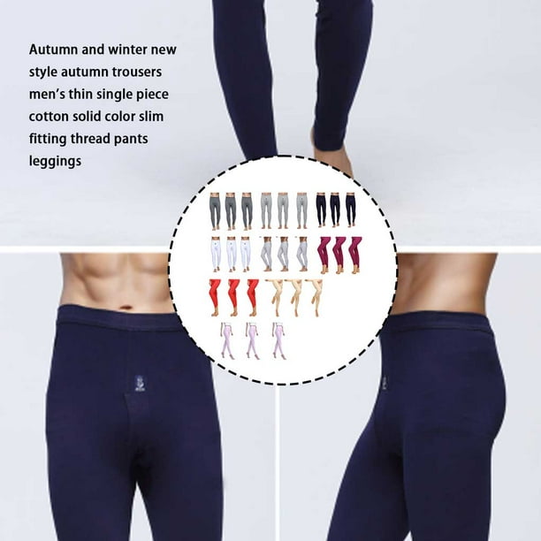 pitrice Men Thermal Leggings Outdoor Body Warming Leggings Male Warmer  Underwear Elastic Simple Color Man Warm Pants Clothing Accessory Gem blue