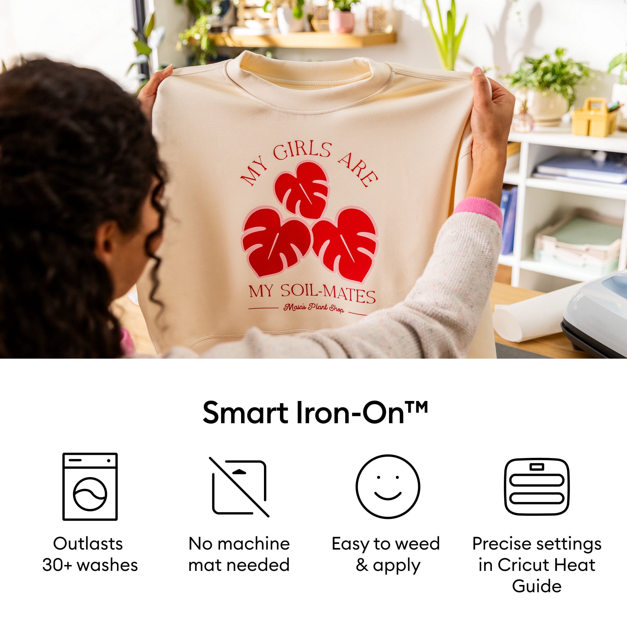 Cricut Smart Iron-On Matless Heat Transfer Vinyl (9 ft), White, 13 x9, Roll