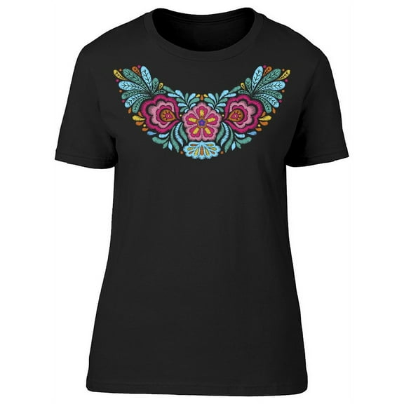 Floral Needlework T-Shirt Women -Image by Shutterstock, Female XX-Large