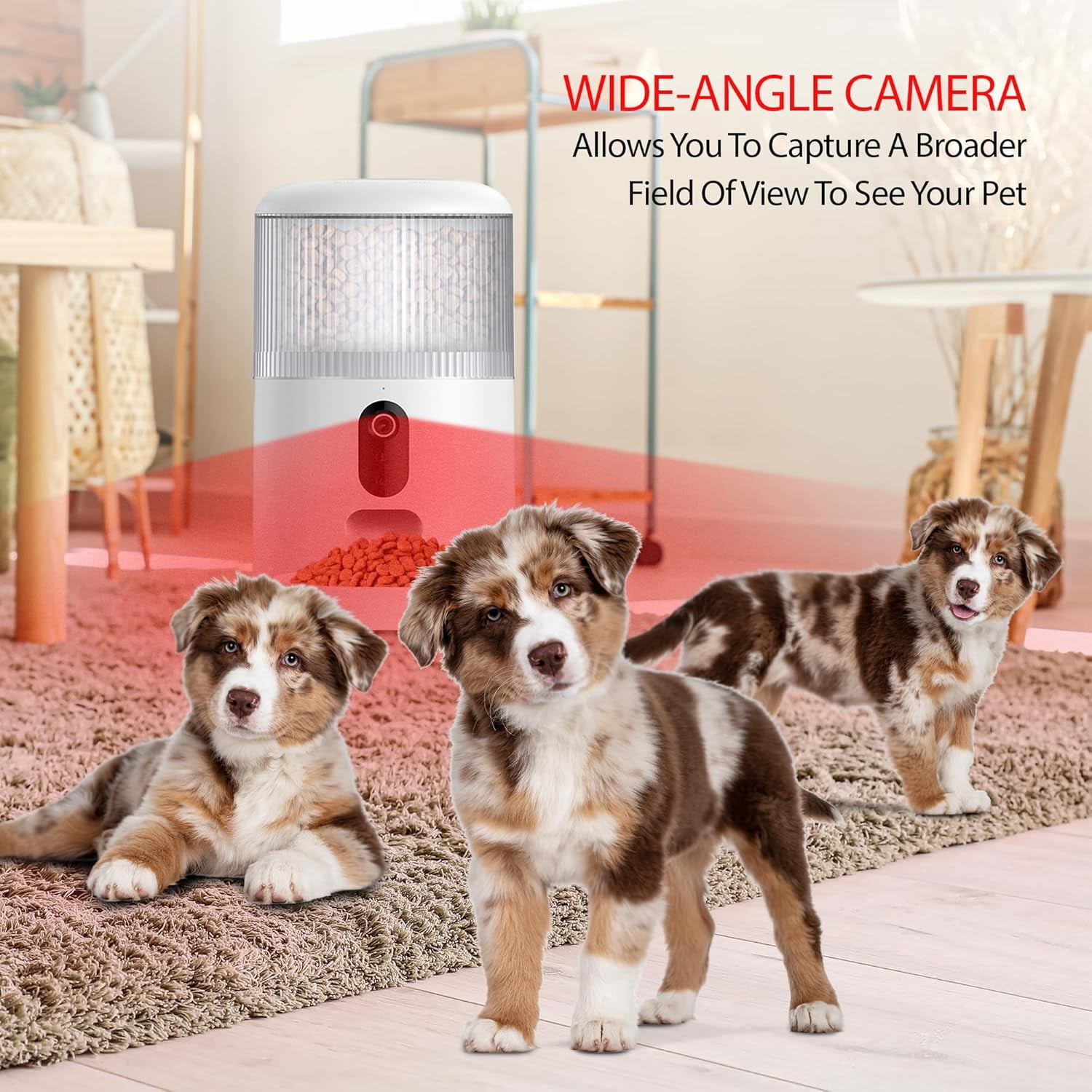 Energizer Smart Pet Feeder, Automatic Pet Feeder with 2K Video Camera & Two-Way Audio, White