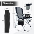 thumbnail image 2 of Honeilife Folding Camping Chair Adult Support 330lbs, Heavy Duty Portable Outdoor Beach Chair, Foldable Lightweight Lawn Chair with Cup Holder&Carry Bag for Fishing Outside Sports Picnic, Grey, 2 of 7