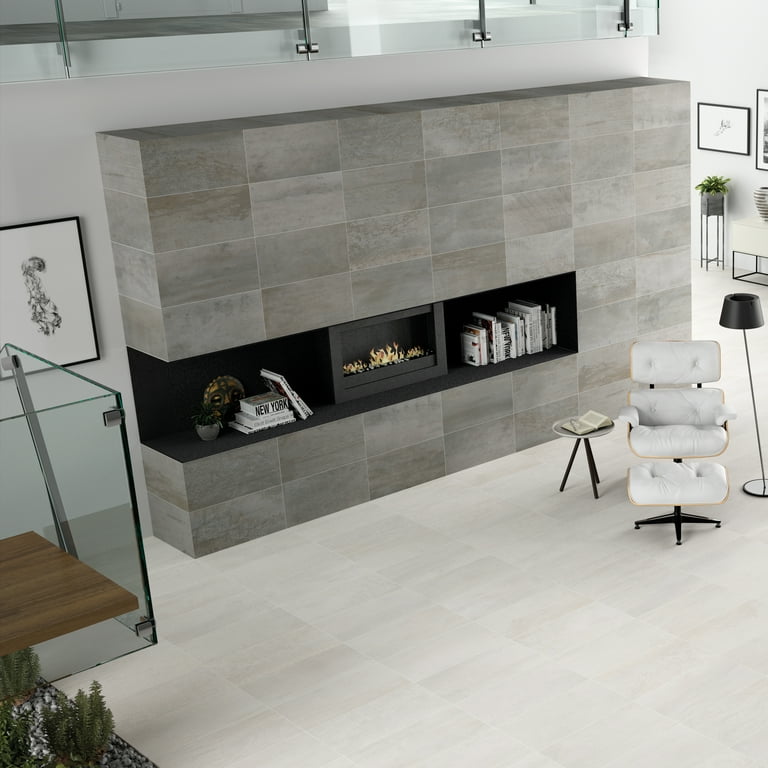Metallic Blanche 12 in. x 24 in. Matte Porcelain Floor and Wall Tile (14 sq. ft./Case) Metallic Blanche 12 in. x 24 in. Matte Porcelain Floor and Wall Tile (14 sq. ft./Case)