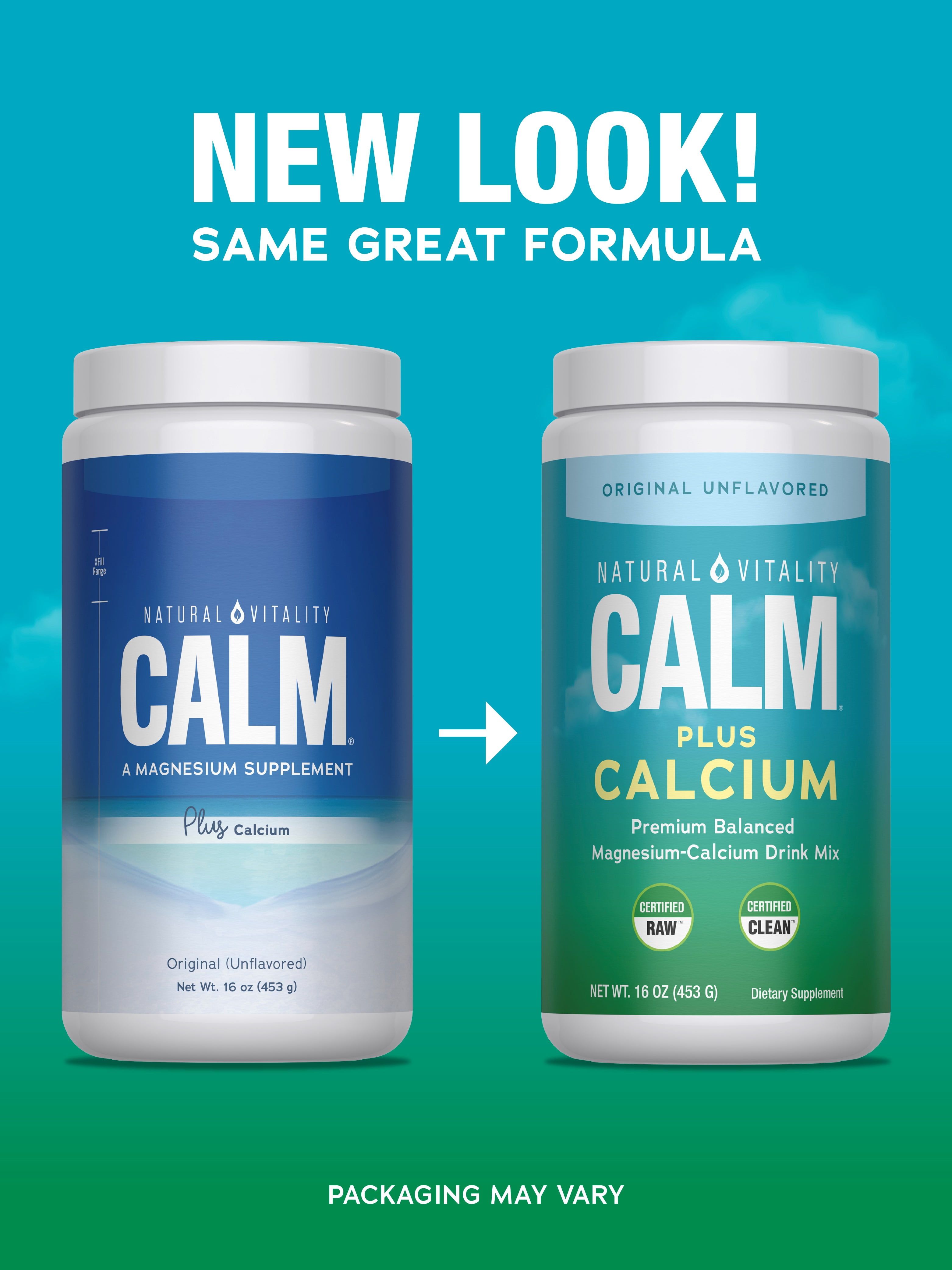 CALM Magnesium Powder with Calcium | Unflavored | 16oz | by Natural Vitality