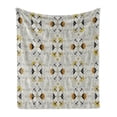 thumbnail image 1 of Grey and Yellow Soft Flannel Fleece Throw Blanket, Paisley Style Flowers Ivy Swilrs Leaves Image, Cozy Plush for Indoor and Outdoor Use, 50" x 60", Pale Grey Marigold, by Ambesonne, 1 of 6
