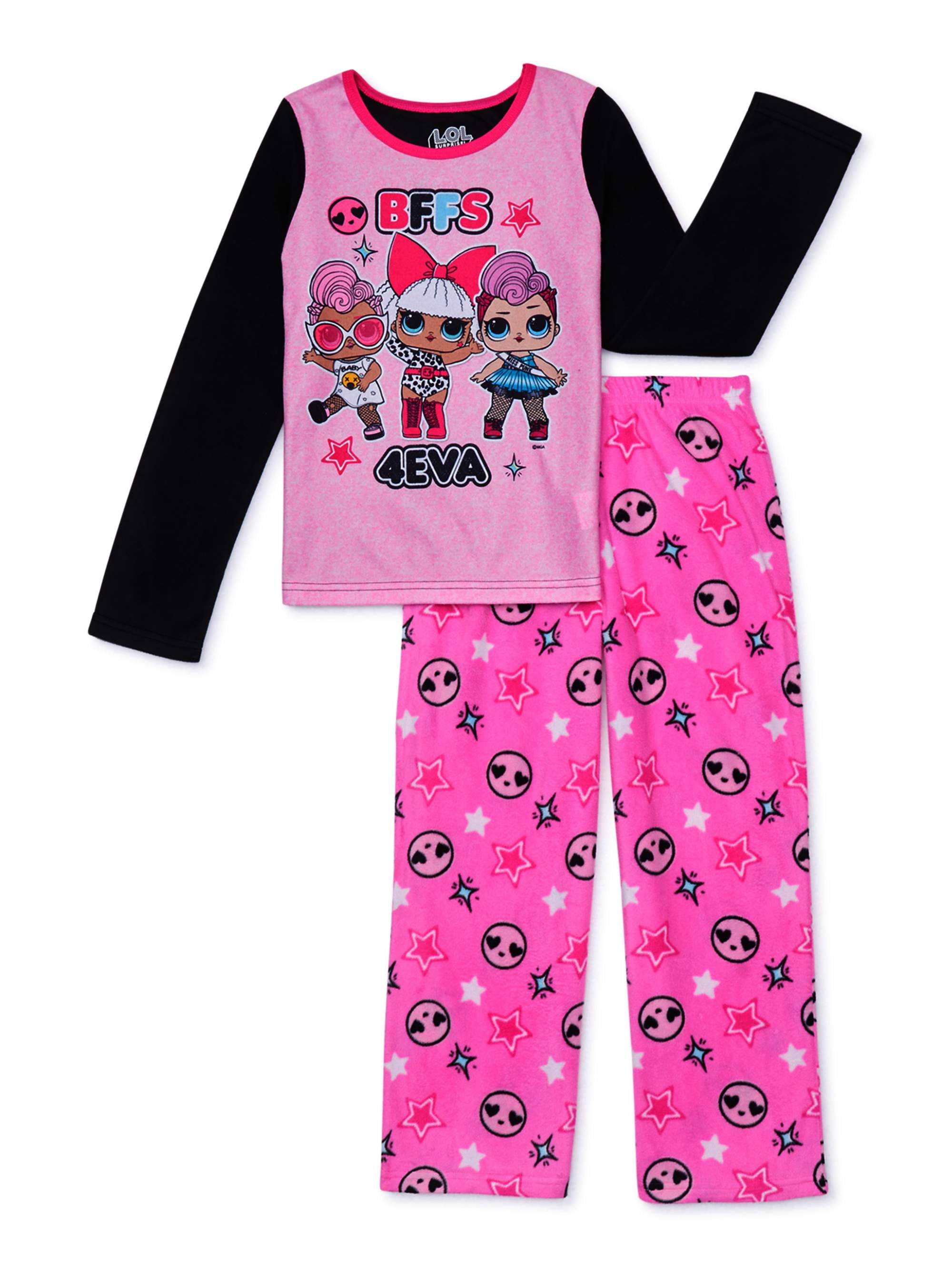 Dreamworks Trolls 2-Piece Long Sleeve Coat Style Pajama Set for Girls Size 7/8 