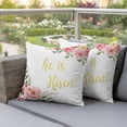thumbnail image 5 of Outdoor Pillow Covers Spring Watercolor Floral Art Waterproof Pillow Cases 24x24 Set of 2, He Is Risen Throw Pillow Cover Pillowcase for Patio Balcony Couch Garden, 5 of 9