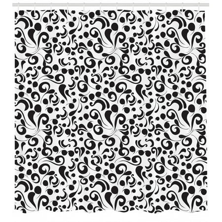 Black And White Shower Curtain Curly Lines And Swirls Nature