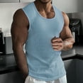 thumbnail image 4 of Aayomet Débardeurs d'Été pour Hommes Col Rond Serré Sport Mode (Bleu, L), 4 of 5