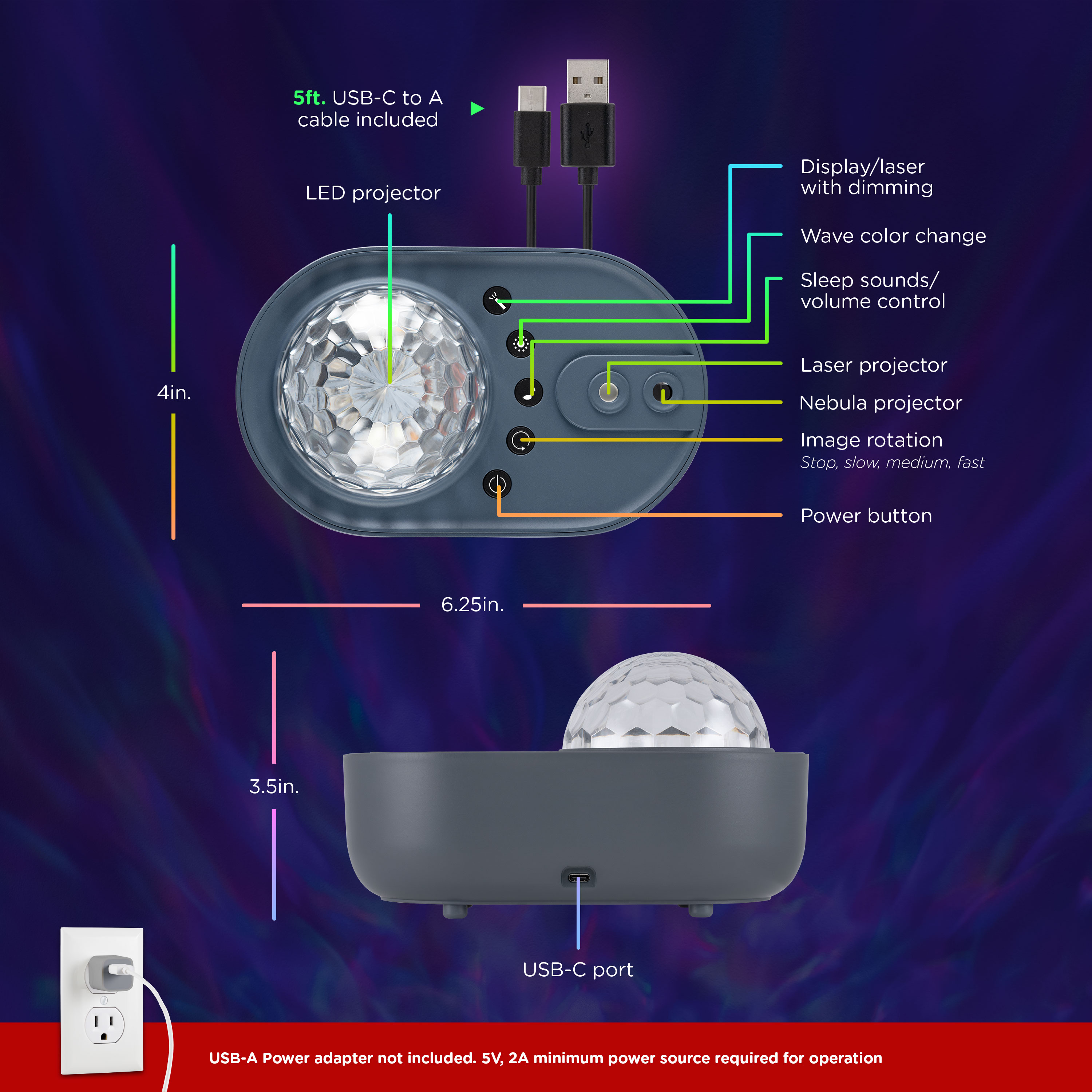 Enbrighten Tabletop Galaxy Projector Night Light photo 5