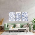 thumbnail image 6 of Blue Flower Plant Large Wall Art Canvas Framed Print Set Of 3 Classic Chinoiserie Poster Floral Pictures Painting Watercolor Artwork Home Decor for Living Room Bedroom Bathroom (12"X16"Framed), 6 of 6