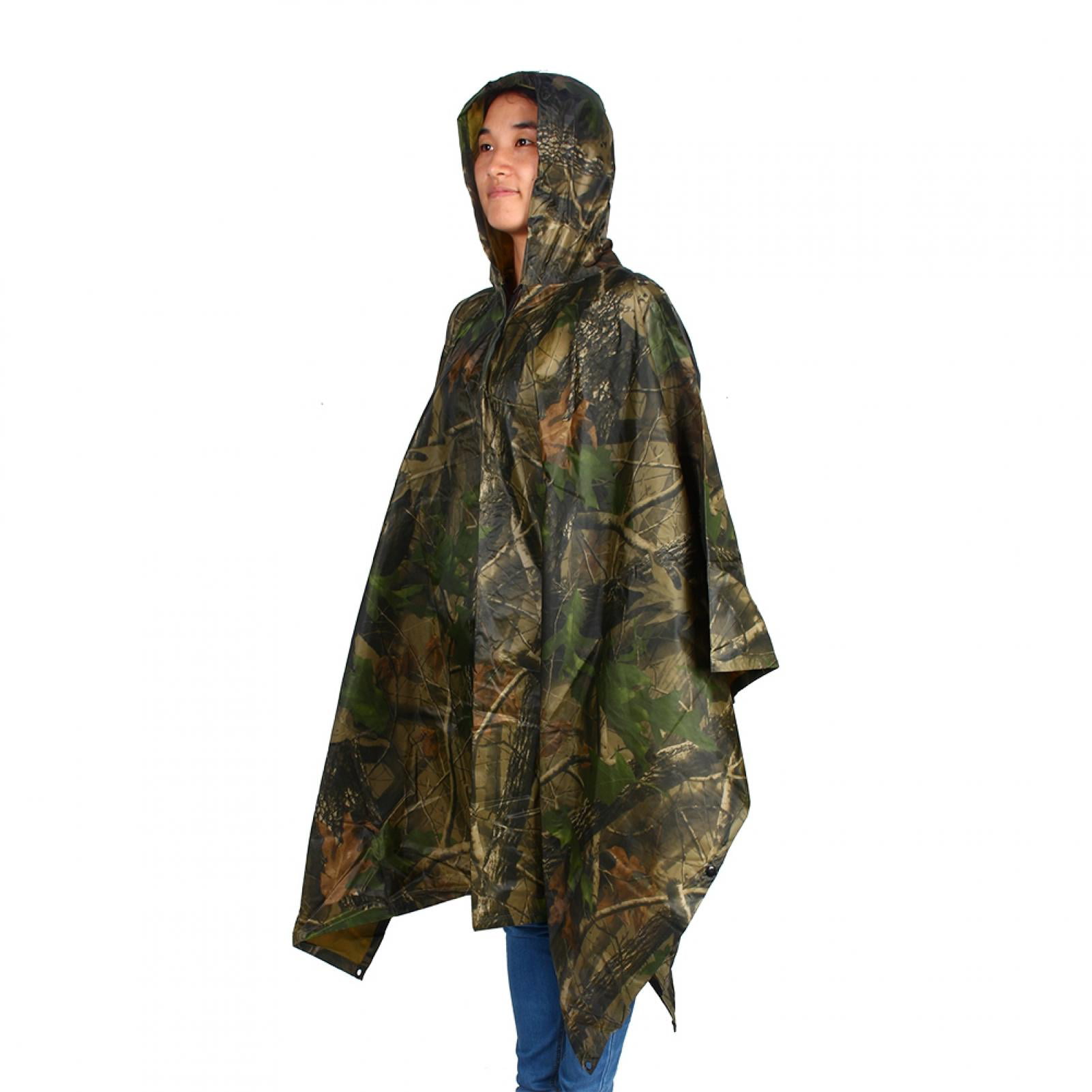 WOODLAND Nylon Military USMC Style All Weather Poncho Rain Coat Camping Hiking 