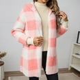 thumbnail image 2 of Plus Size Winter Longline Open Front Cardigan Oversized Plaid Knitted Coat for Women, 2 of 7