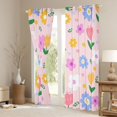 thumbnail image 3 of Feelyou Pink Groovy Flower Black Out Curtains, Kawaii Cartoon Floral Curtains Pack of 2 (42x63 Each), Teens Kids Girls Women Bedroom Curtains, Window Curtains Home Decor, 3 of 6