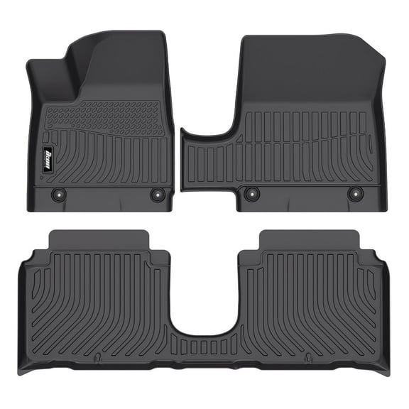 Ikon Motorsports 3PCS 3D TPE All Weather Waterproof Floor Mats Cargo Liner Carpet For 2025-2026 Hyundai Ioniq 5 Limited & XRT W/Sliding Center Console
