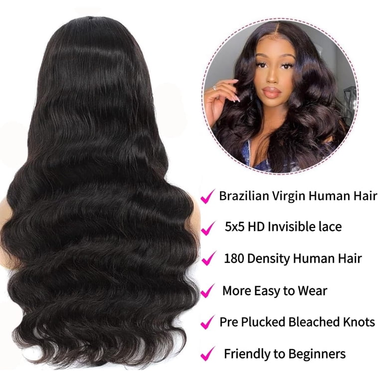 5x5 HD Lace Closure Wig Human Hair Deep Wave 180 Density Glueless Wig 24 Inch Amazon.com : 5x5 Hd Lace Closure Wigs Human Hair Deep Wave  main image 2