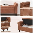 thumbnail image 6 of Vabches Bedroom Bench, End of Bed Bench with Storage,Faux Leather Window Bench with Rolled Arms,Brown, 6 of 10