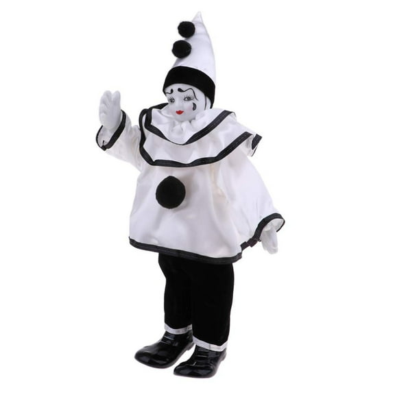 Classical White Ceramic Clown Doll With Delicate Paintwork Display Decoration Great for Desk Shelf Tabletop Ornament